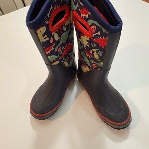 Puddle-a-saurs Kids Rain/Mud Boots with Colorful Dinosaur Print Brand LONE CONE